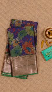 Multi Colour Ikkat Silk Saree with Big Zari Border