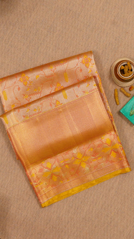 Peach Dharmavaram Pattu Saree with Self Border