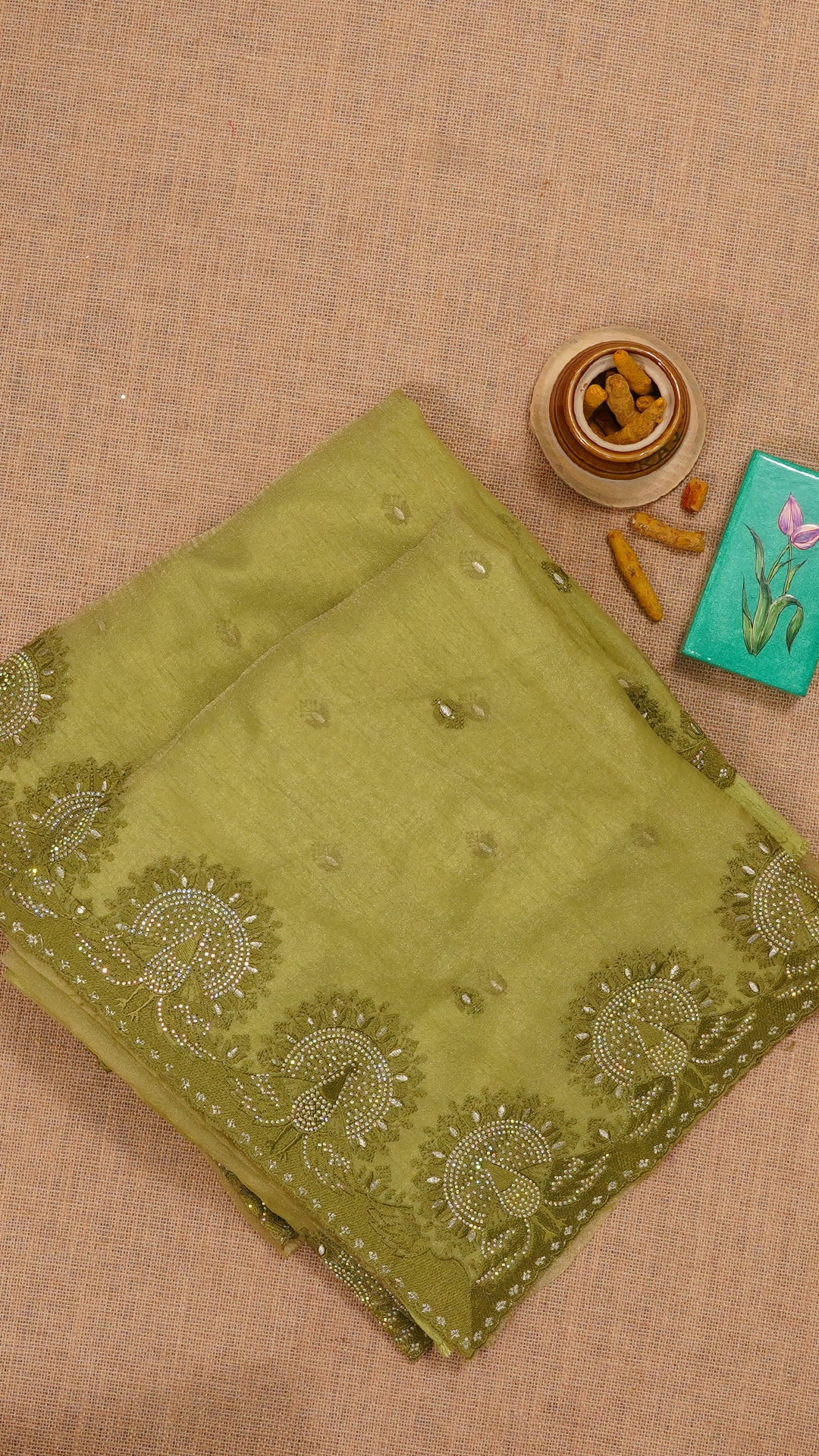 Multicolor Tissu Silk Saree with Self Embroidery Work