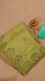 Multicolor Tissu Silk Saree with Self Embroidery Work