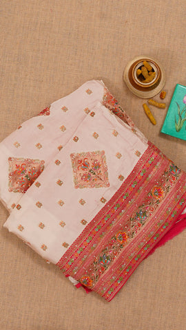 Multicolor Dola Silk Saree with Kardana & Zari Work