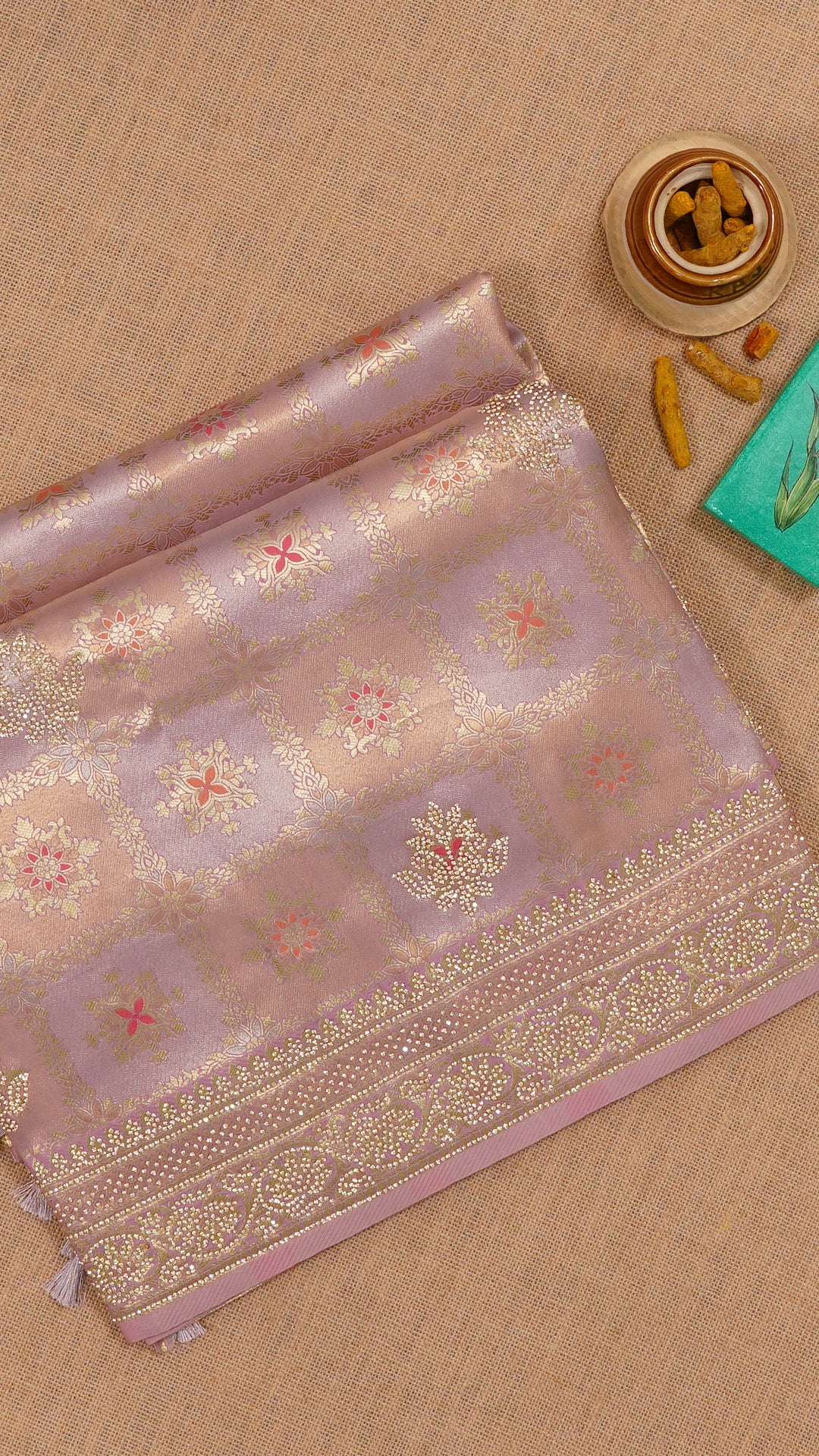 Lavender Banaras Silk Saree with Self Brocade – Vaarahi Silks
