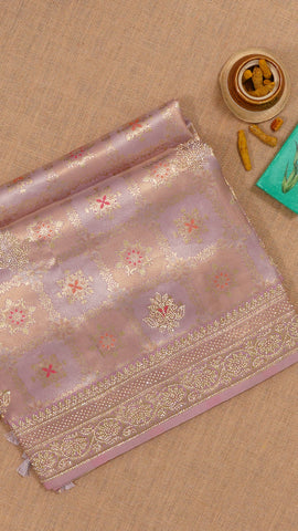 Lavender Banaras Silk Saree with Self Brocade – Vaarahi Silks