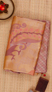 Gold Kanchipuram Saree with Contrast Cross Checks