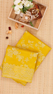 Mustard Yellow Banaras Saree with All Over Brocade