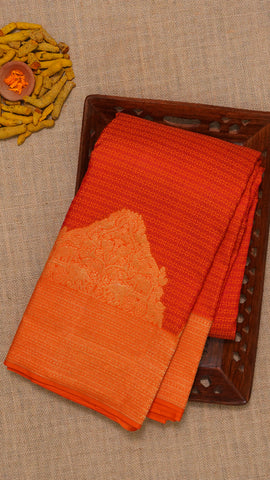 Orange Kanchi Pattu Saree with Designer Zari Border