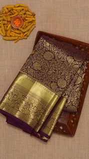 Burgundy Kanchi Pattu Saree with Self Zari Border