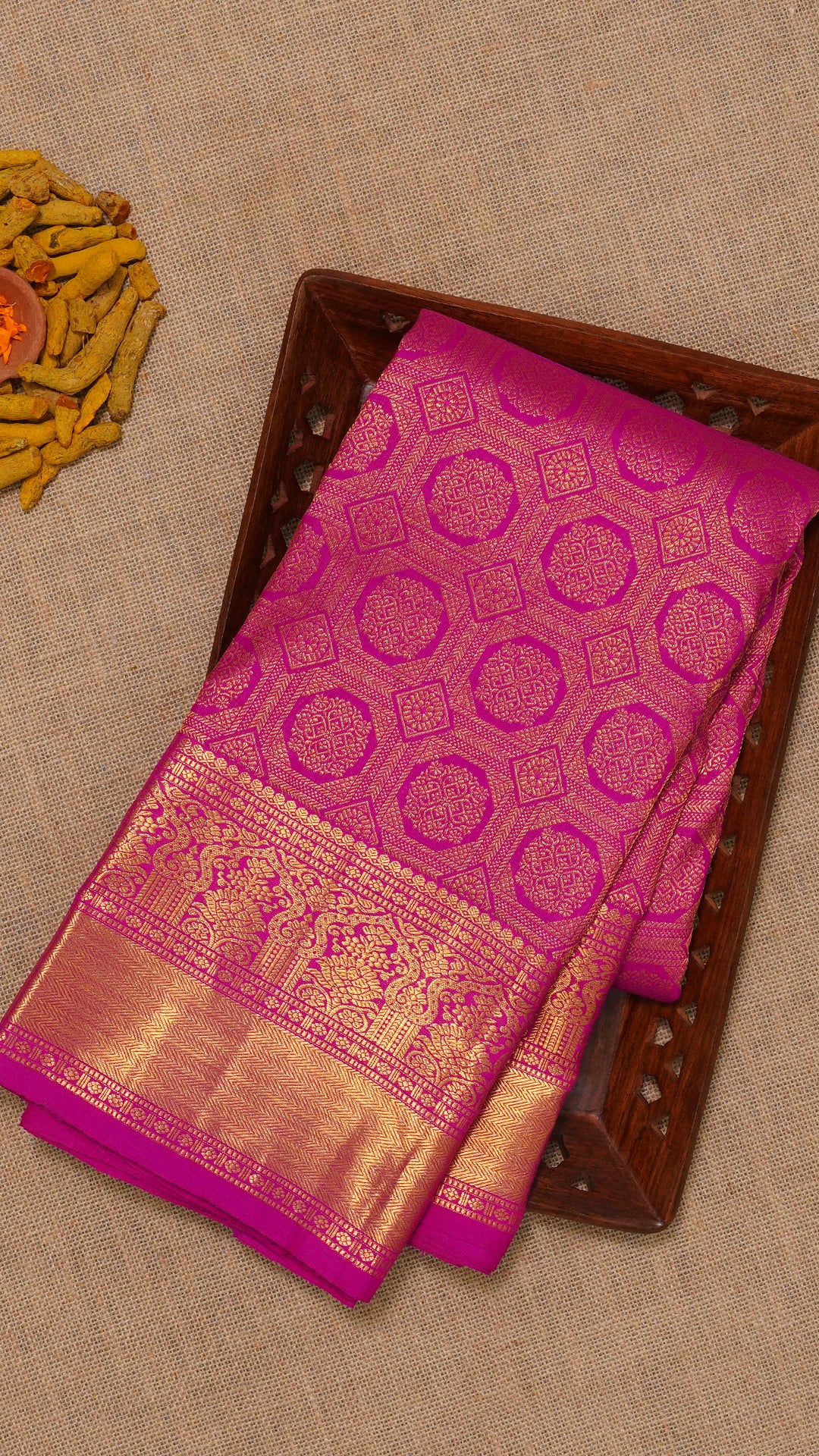 Magenta Pink Kanchi Pattu Saree with Zari Border