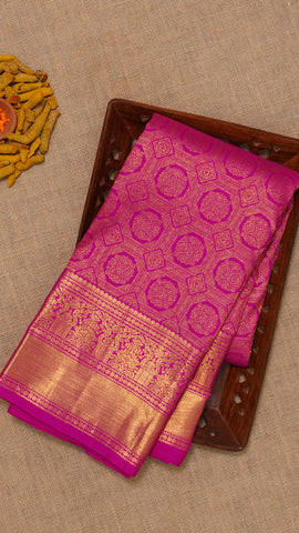 Magenta Pink Kanchi Pattu Saree with Zari Border