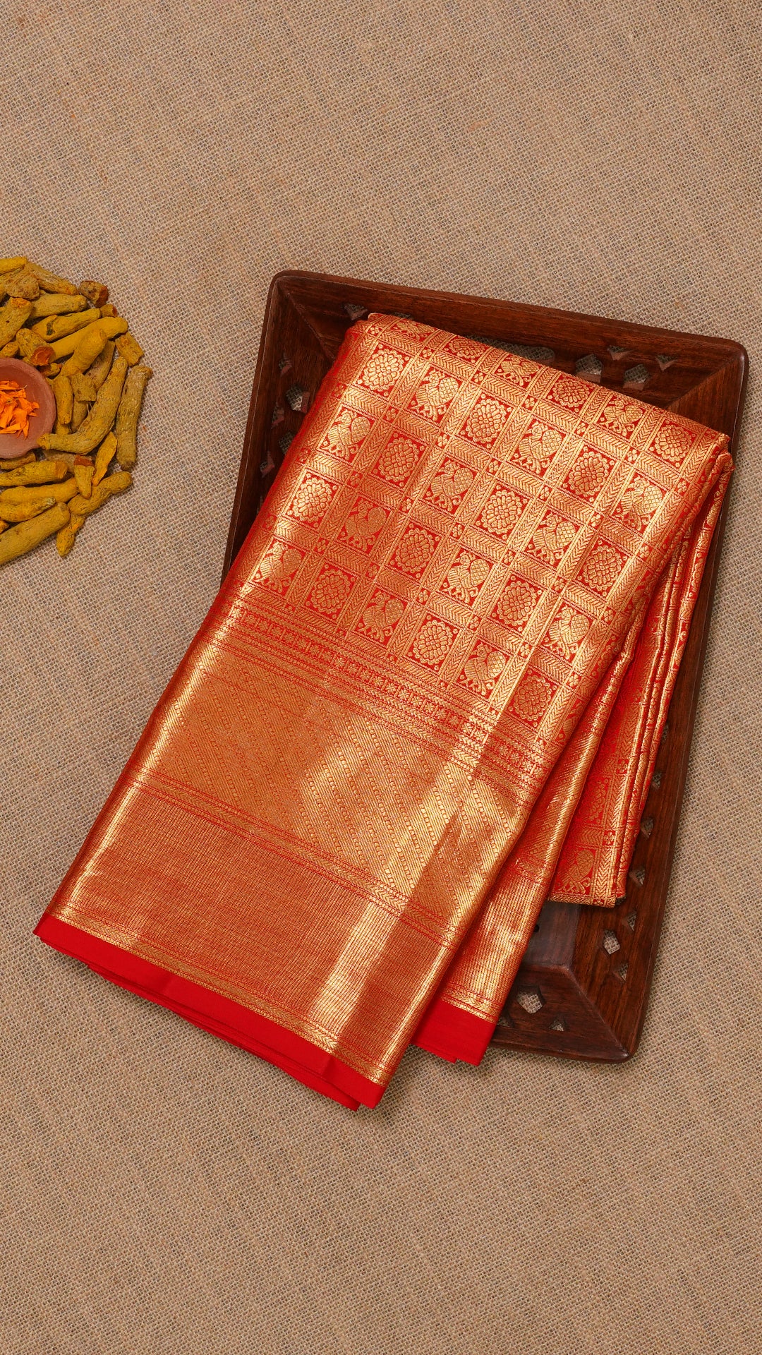 Orange Kanchi Pattu Saree with Rich Zari Border