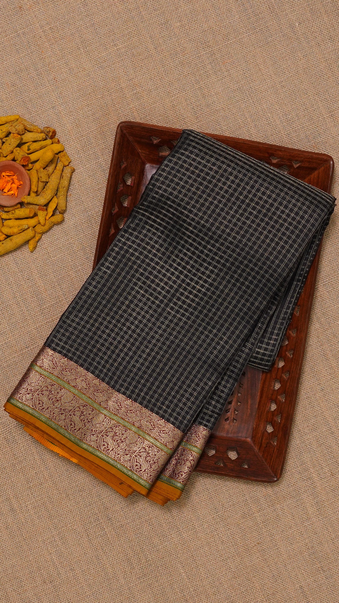 Black Kanchi Pattu Saree with Maroon Zari Border