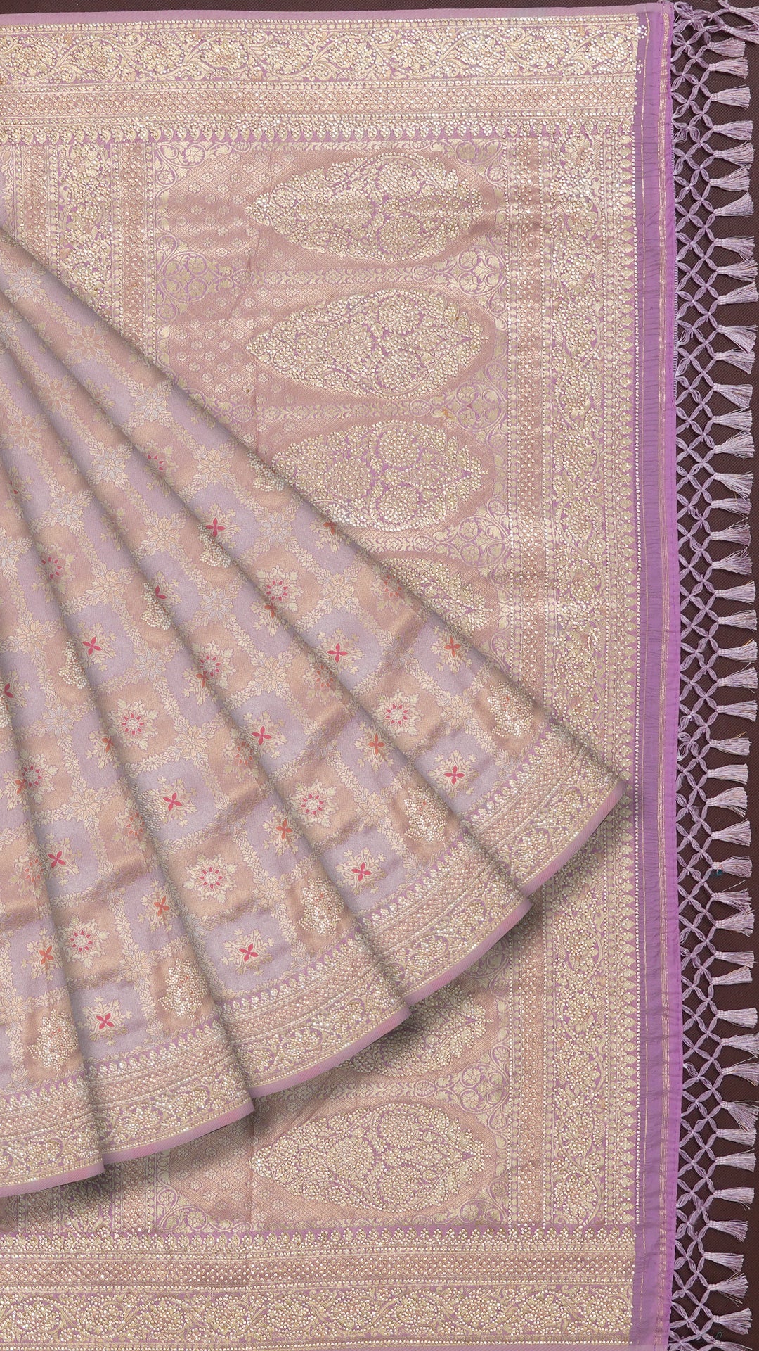 Lavender Banaras Silk Saree with Self Brocade – Vaarahi Silks