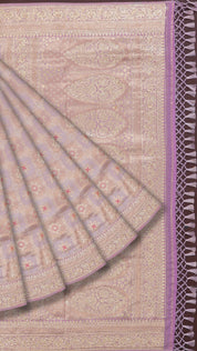 Lavender Banaras Silk Saree with Self Brocade – Vaarahi Silks