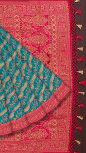 Rama Green Banaras Silk Saree with Contrast Border – Vaarahi Silks