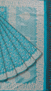 Rama Green Banaras Silk Saree with Stone Border