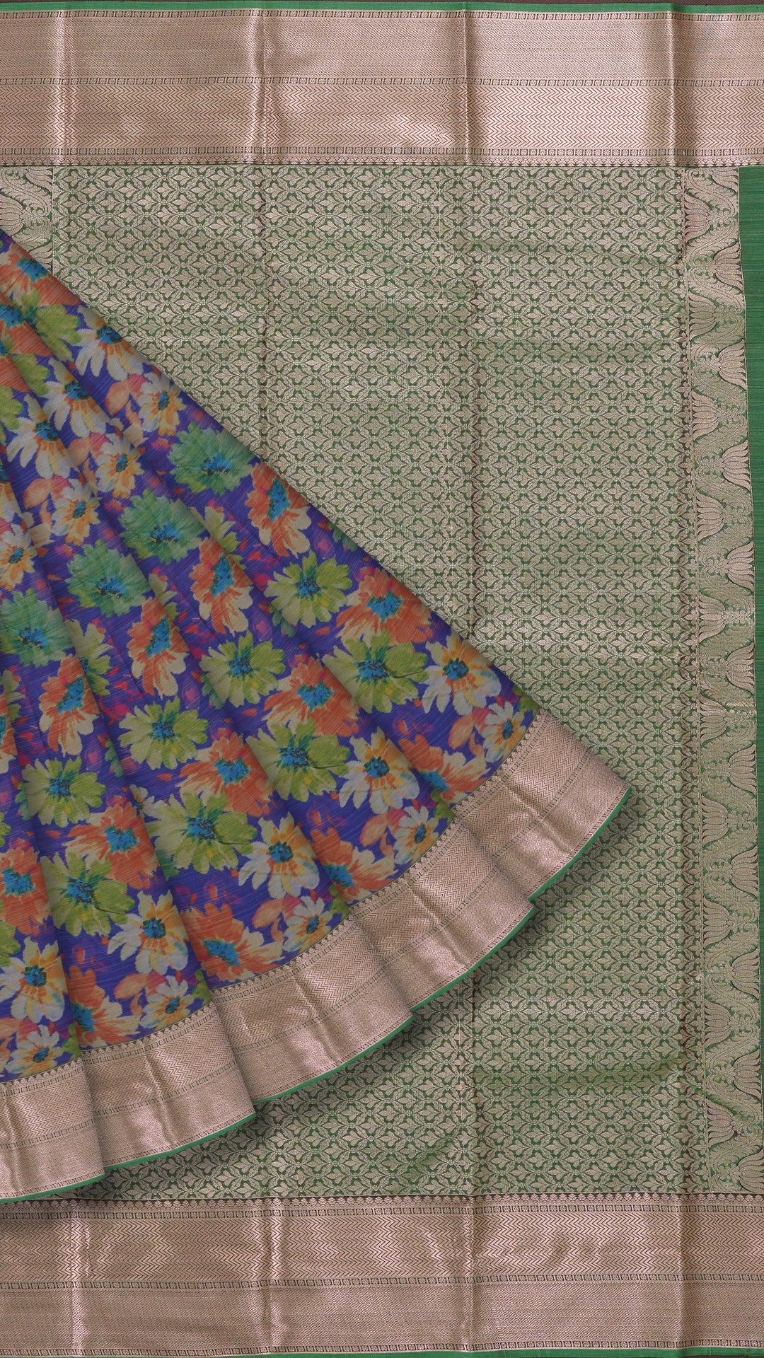 Multi Colour Ikkat Silk Saree with Big Zari Border