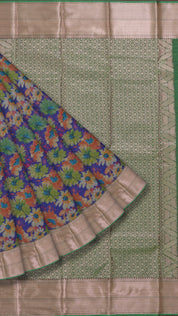 Multi Colour Ikkat Silk Saree with Big Zari Border