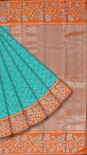 Rama Green Dharmavaram Pattu Saree with Brocade Border