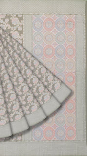 Pista Green Bhagalpur Silk Saree with Kaddi Border