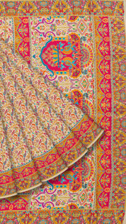 Multicolor Crepe Silk Saree with Paisley Design Border