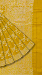 Mustard Yellow Banaras Saree with All Over Brocade