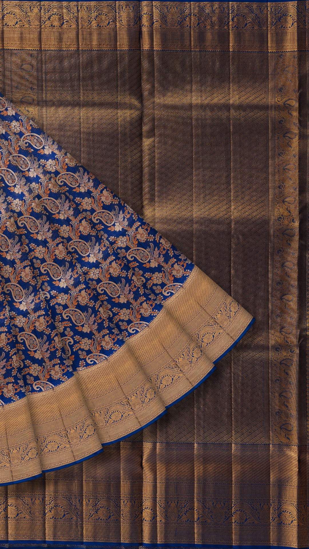 Kanchi Pattu Saree in Peacock Blue with Self Zari Border