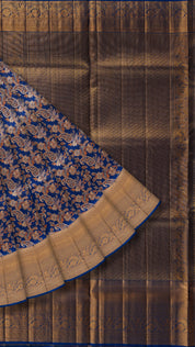 Kanchi Pattu Saree in Peacock Blue with Self Zari Border