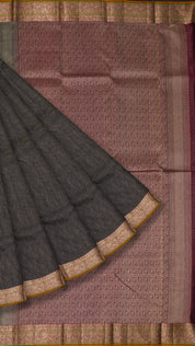 Black Kanchi Pattu Saree with Maroon Zari Border