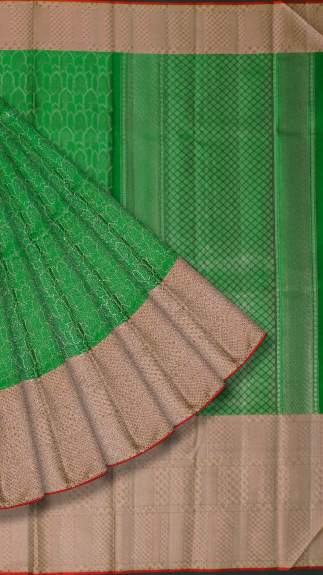 Dark Green Kanchi Pattu Saree with Tissue Brocade Border