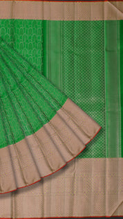 Dark Green Kanchi Pattu Saree with Tissue Brocade Border