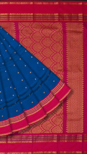 Sulphate Blue Kanchi Pattu Saree with Gap Border