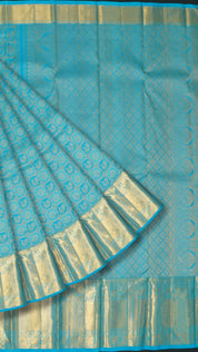 Sky Blue Kanchi Pattu Saree with Rich Zari Border