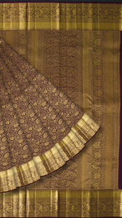 Burgundy Kanchi Pattu Saree with Self Zari Border