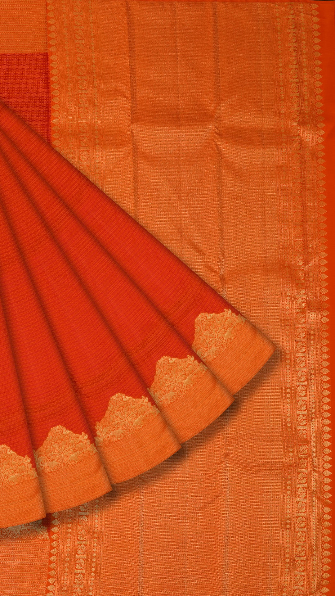 Orange Kanchi Pattu Saree with Designer Zari Border