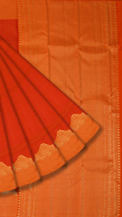 Orange Kanchi Pattu Saree with Designer Zari Border