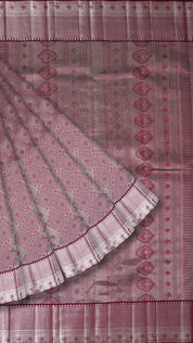 Burgundy Kanchi Pattu Saree with Self Zari Border