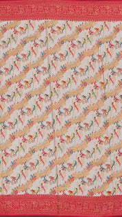 Cream Mashru Silk Saree with Contrast Plain Border – Vaarahi Silks