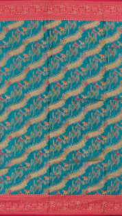 Rama Green Banaras Silk Saree with Contrast Border – Vaarahi Silks