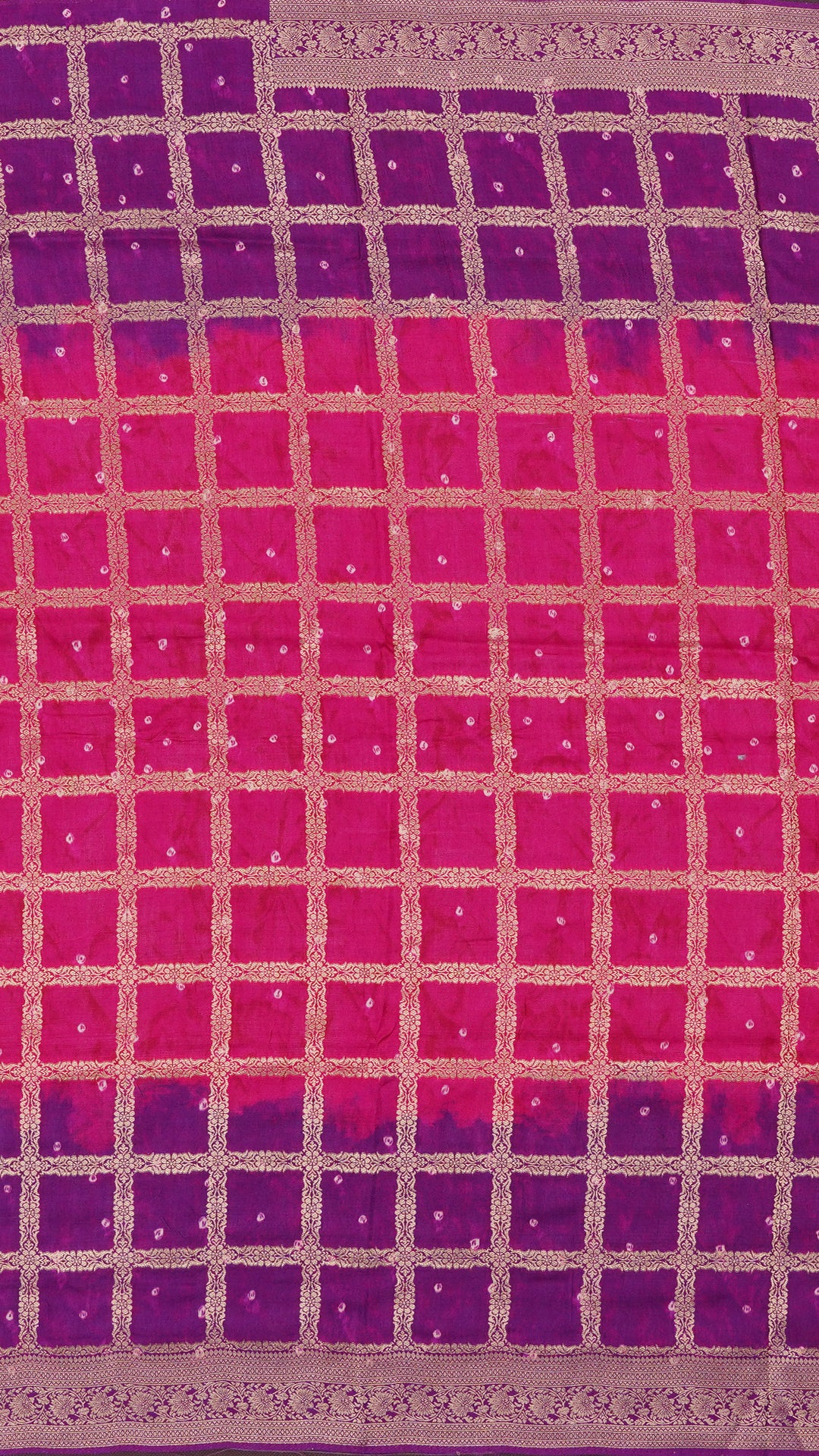 Pink Dola Silk Saree with Bandhani Print & Contrast Border