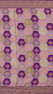 Violet Banaras Silk Saree with Contrast Border Work