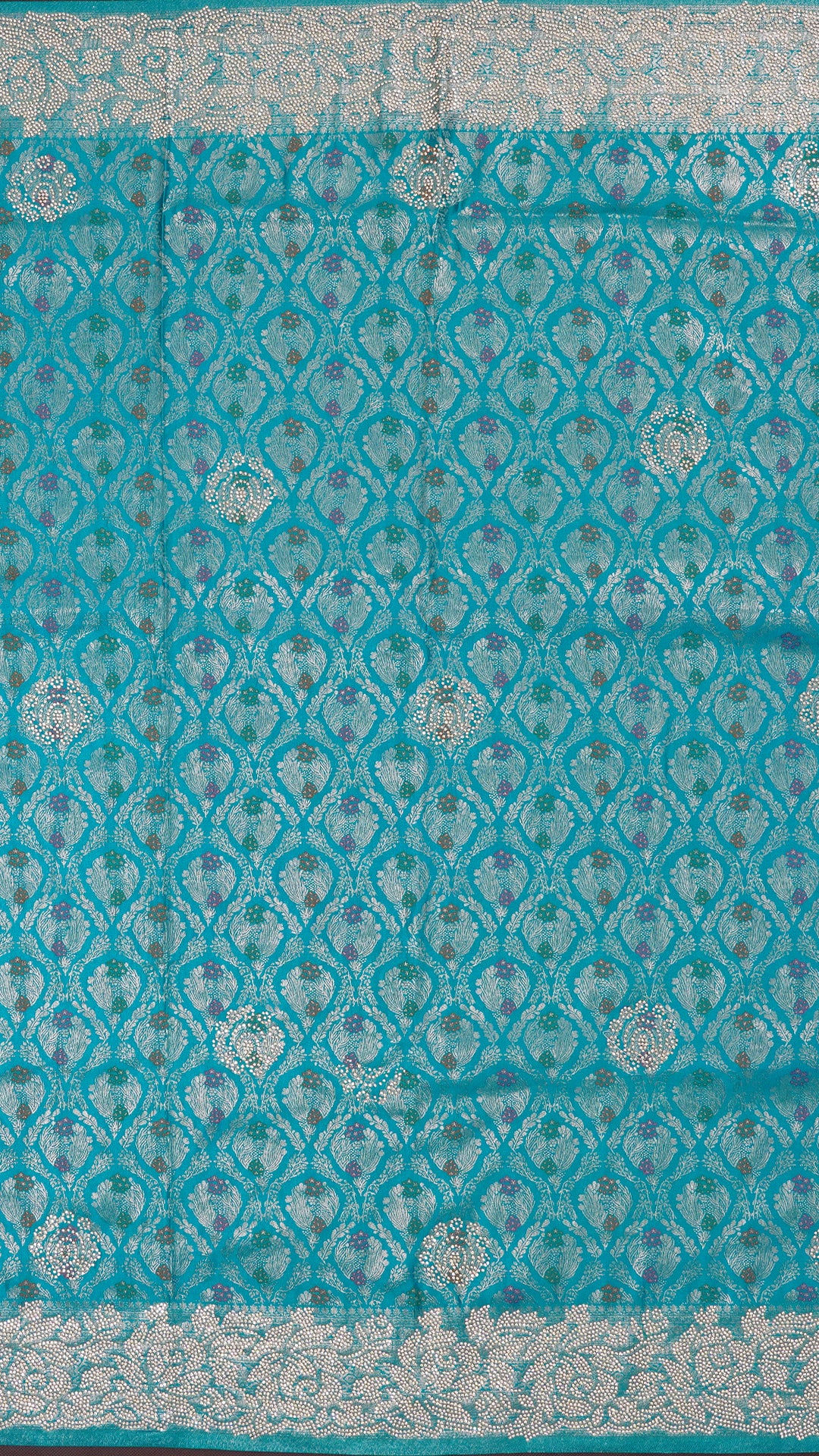 Rama Green Banaras Silk Saree with Stone Border