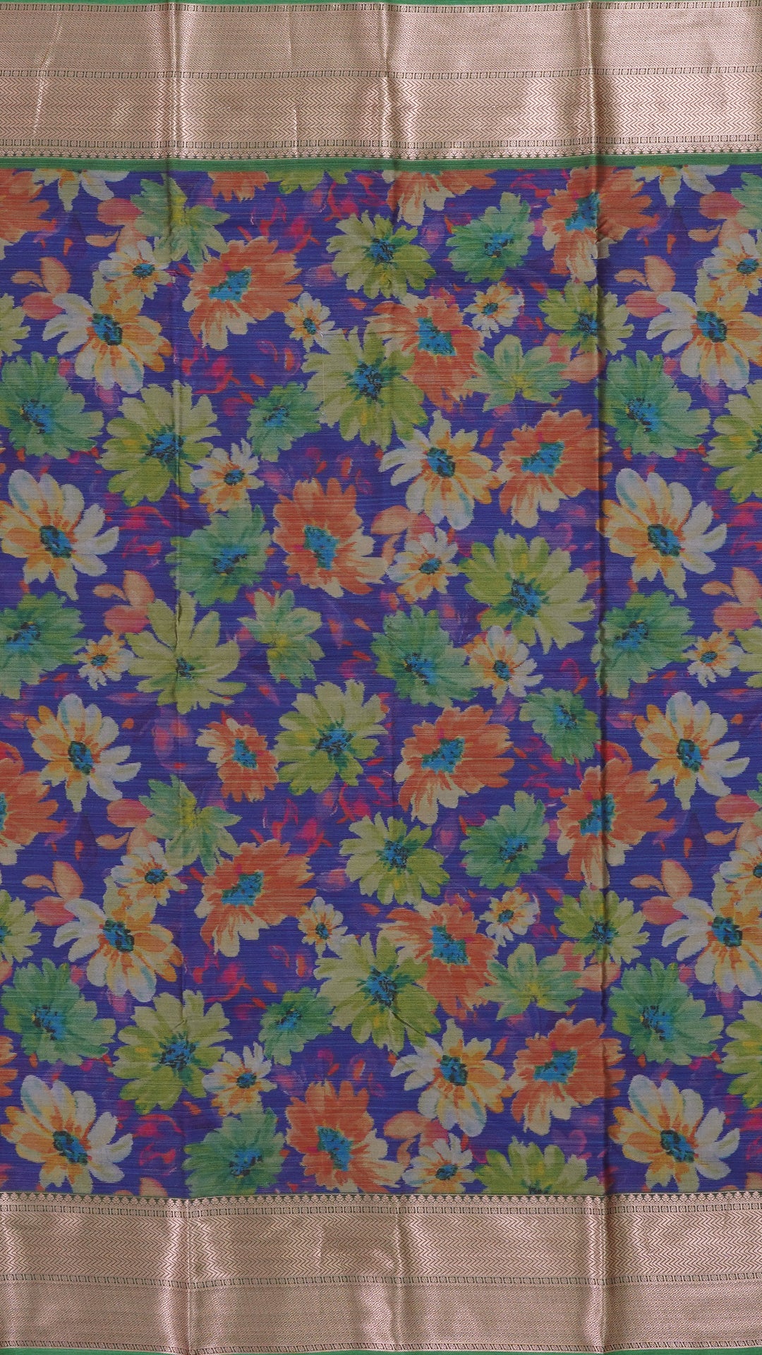 Multi Colour Ikkat Silk Saree with Big Zari Border