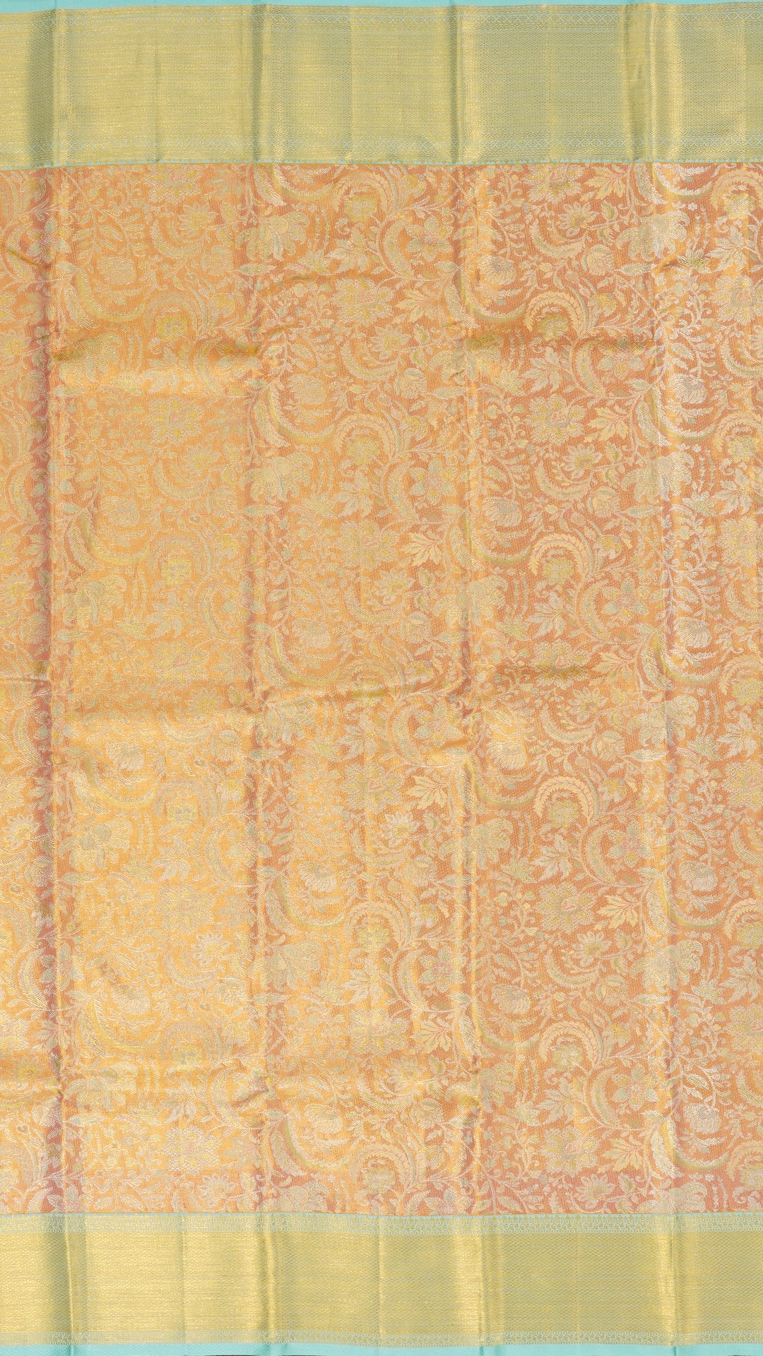Peach Dharmavaram Pattu Saree with Contrast Zari Border
