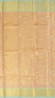 Peach Dharmavaram Pattu Saree with Contrast Zari Border