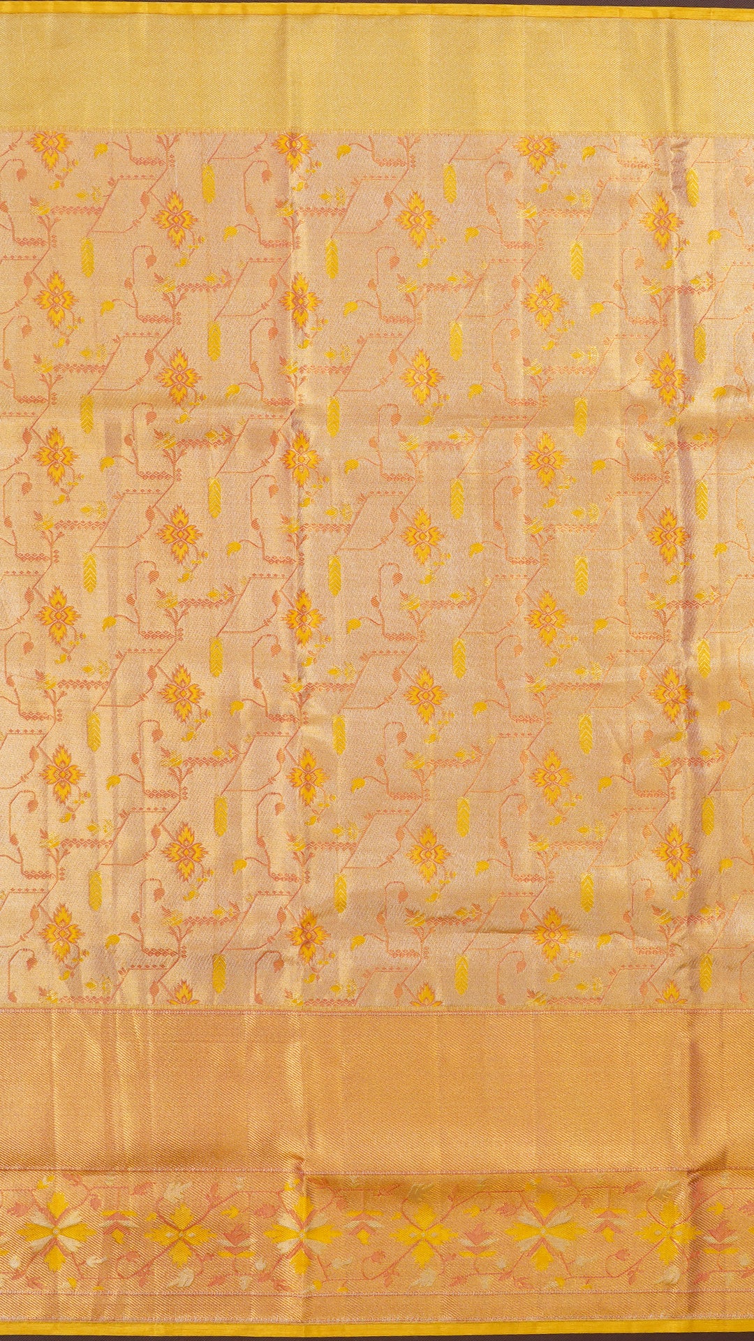 Peach Dharmavaram Pattu Saree with Self Border