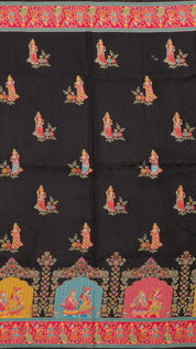 Multicolor Crepe Silk Saree with Contrast Border