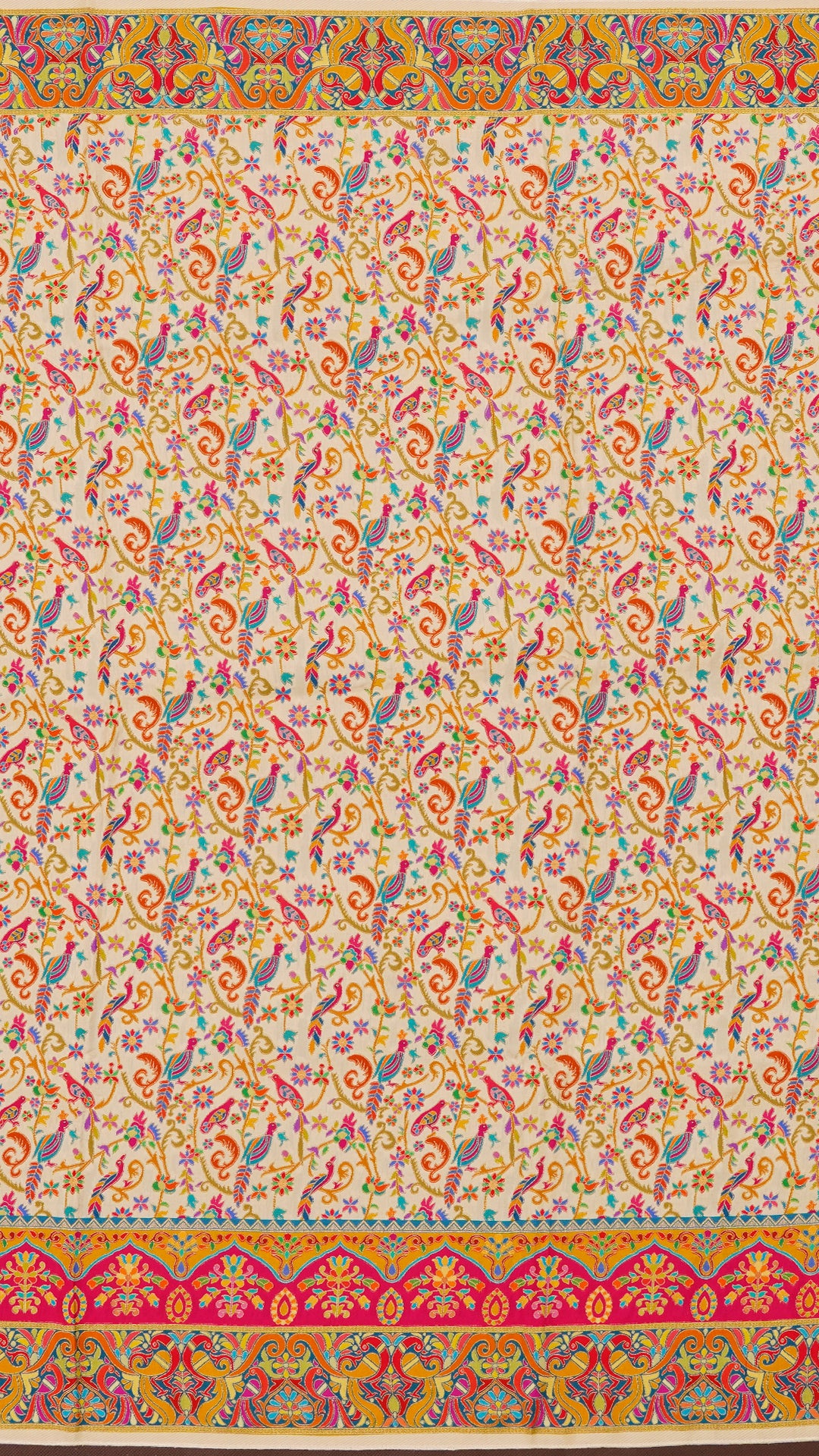 Multicolor Crepe Silk Saree with Paisley Design Border