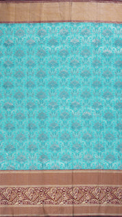 Light Blue Kanchipuram Silk Saree with Burnt Maroon Border