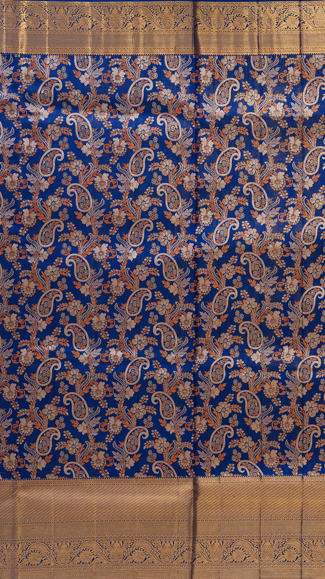 Kanchi Pattu Saree in Peacock Blue with Self Zari Border