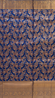 Kanchi Pattu Saree in Peacock Blue with Self Zari Border